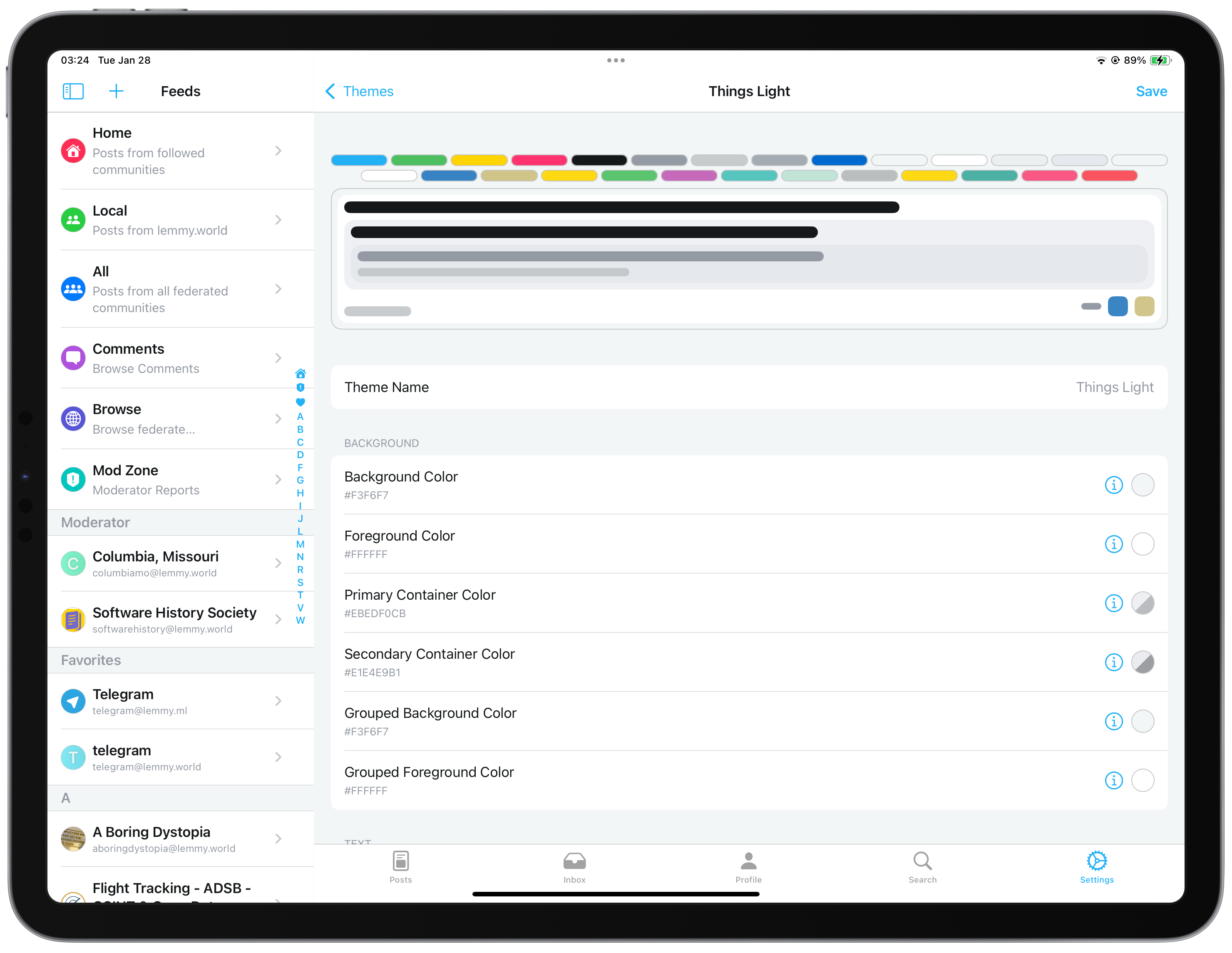 Things Light for Arctic for Lemmy Preview - iPad Pro